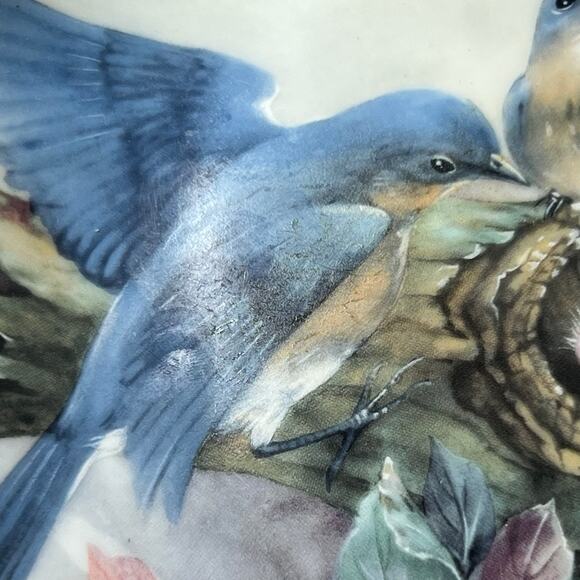 Pair of Lenia Liu Porcelain Plates Tender Lullaby Song of Promise Baby Birds - Picture 13 of 13